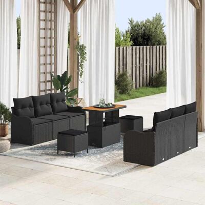 vidaXL Gartensofa-set 9 Stk. Schwarz Poly-Rattan Schwarz vidaXL Gartensofa-set 9 Stk. Schwarz Poly-Rattan Schwarz
