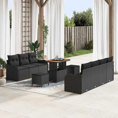 vidaXL Gartensofa-set 10 Stk. Schwarz Poly-Rattan Schwarz vidaXL Gartensofa-set 10 Stk. Schwarz Poly-Rattan Schwarz