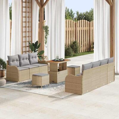 vidaXL Gartensofa-set mit Kissen 10 pcs Beige Poly-Rattan Beige vidaXL Gartensofa-set mit Kissen 10 pcs Beige Poly-Rattan Beige