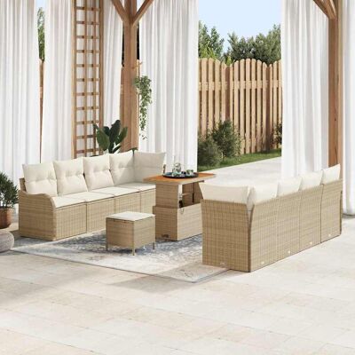 vidaXL Gartensofa-set 11 Stk. Beige Poly-Rattan Beige vidaXL Gartensofa-set 11 Stk. Beige Poly-Rattan Beige