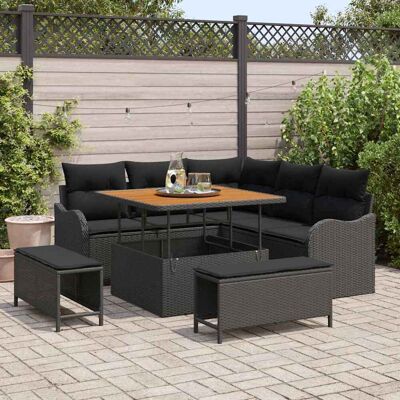 vidaXL Gartensofa-set 8 Stk. Schwarz Poly-Rattan Schwarz vidaXL Gartensofa-set 8 Stk. Schwarz Poly-Rattan Schwarz