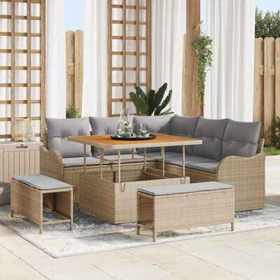 vidaXL Gartensofa-set 8 Stk. Beige Poly-Rattan Beige vidaXL Gartensofa-set 8 Stk. Beige Poly-Rattan Beige