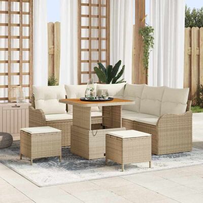 vidaXL Gartensofa-set 8 Stk. Beige Poly-Rattan Beige vidaXL Gartensofa-set 8 Stk. Beige Poly-Rattan Beige