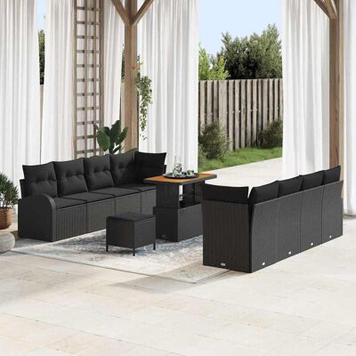 vidaXL Gartensofa-set 11 Stk. Schwarz Poly-Rattan Schwarz vidaXL Gartensofa-set 11 Stk. Schwarz Poly-Rattan Schwarz