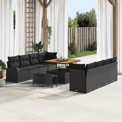 vidaXL Gartensofa-set 11 Stk. Schwarz Poly-Rattan Schwarz vidaXL Gartensofa-set 11 Stk. Schwarz Poly-Rattan Schwarz