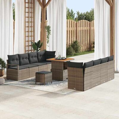 vidaXL Gartensofa-set 11 Stk. Grau Poly-Rattan Grau vidaXL Gartensofa-set 11 Stk. Grau Poly-Rattan Grau