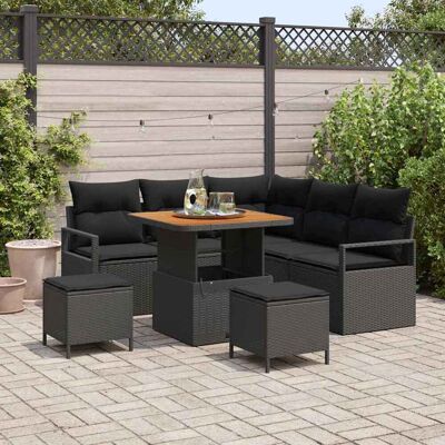 vidaXL Gartensofa-set mit Kissen 8 pcs Schwarz Poly-Rattan Schwarz vidaXL Gartensofa-set mit Kissen 8 pcs Schwarz Poly-Rattan Schwarz
