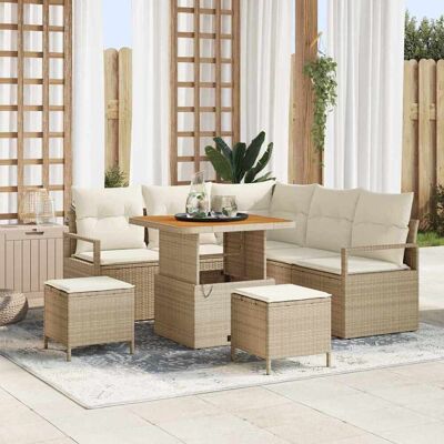 vidaXL Gartensofa-set mit Kissen 8 pcs Beige Poly-Rattan Beige vidaXL Gartensofa-set mit Kissen 8 pcs Beige Poly-Rattan Beige