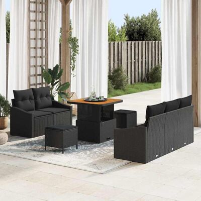 vidaXL Gartensofa-set 8 Stk. Schwarz Poly-Rattan Schwarz vidaXL Gartensofa-set 8 Stk. Schwarz Poly-Rattan Schwarz