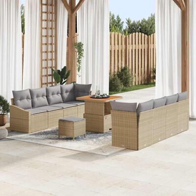 vidaXL Gartensofa-set 11 Stk. Beige Poly-Rattan Beige vidaXL Gartensofa-set 11 Stk. Beige Poly-Rattan Beige