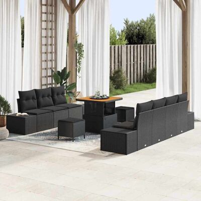 vidaXL Gartensofa-set 10 Stk. Schwarz Poly-Rattan Schwarz vidaXL Gartensofa-set 10 Stk. Schwarz Poly-Rattan Schwarz