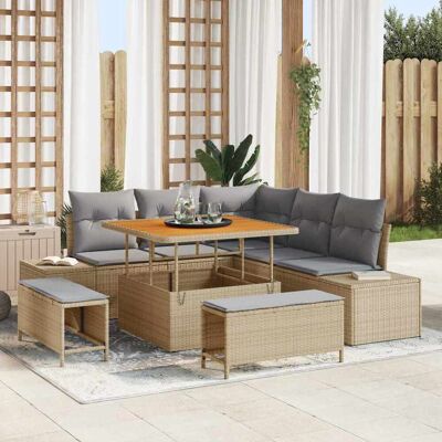 vidaXL Gartensofa-set 8 Stk. Beige Poly-Rattan Beige vidaXL Gartensofa-set 8 Stk. Beige Poly-Rattan Beige