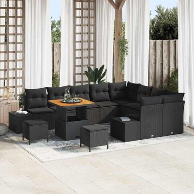vidaXL Gartensofa-set 12 Stk. Schwarz Poly-Rattan Schwarz vidaXL Gartensofa-set 12 Stk. Schwarz Poly-Rattan Schwarz