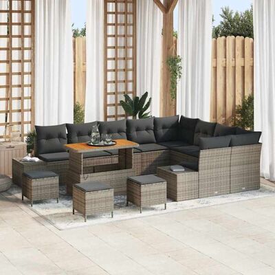 vidaXL Gartensofa-set 13 Stk. Grau Poly-Rattan Grau vidaXL Gartensofa-set 13 Stk. Grau Poly-Rattan Grau