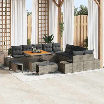 vidaXL Gartensofa-set 13 Stk. Grau Poly-Rattan Grau vidaXL Gartensofa-set 13 Stk. Grau Poly-Rattan Grau