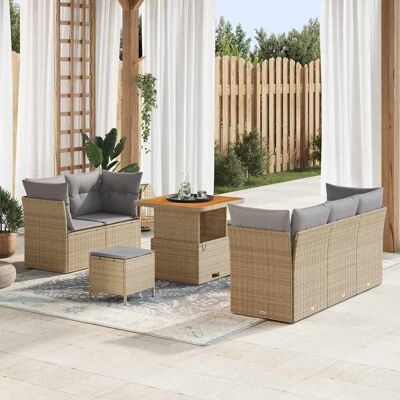 vidaXL Gartensofa-set 8 stk. 5-Sitzanzahl Beige und Hellgrau Beige vidaXL Gartensofa-set 8 stk. 5-Sitzanzahl Beige und Hellgrau Beige