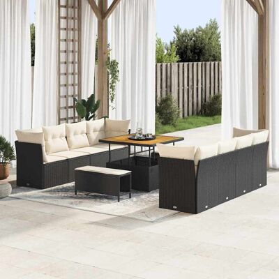 vidaXL Gartensofa-set 11 stk. 8-Sitzanzahl Schwarz und Creme Schwarz vidaXL Gartensofa-set 11 stk. 8-Sitzanzahl Schwarz und Creme Schwarz