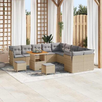 vidaXL Gartensofa-set 13 stk. Beige und Hellgrau Poly-Rattan Beige vidaXL Gartensofa-set 13 stk. Beige und Hellgrau Poly-Rattan Beige