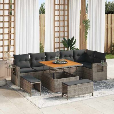 vidaXL Gartensofa-set 11 Stk. Grau Poly-Rattan Grau vidaXL Gartensofa-set 11 Stk. Grau Poly-Rattan Grau