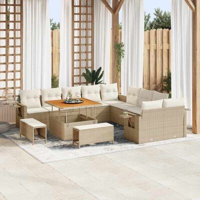 vidaXL Gartensofa-set 13 Stk. Beige Poly-Rattan Beige vidaXL Gartensofa-set 13 Stk. Beige Poly-Rattan Beige