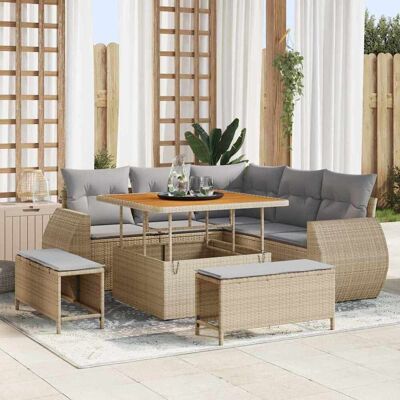 vidaXL Gartensofa-set 8 stk. 7-Sitzanzahl Beige und Hellgrau Beige vidaXL Gartensofa-set 8 stk. 7-Sitzanzahl Beige und Hellgrau Beige