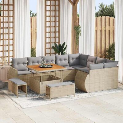 vidaXL Gartensofa-set 12 stk. 12-Sitzanzahl Beige und Hellgrau Beige vidaXL Gartensofa-set 12 stk. 12-Sitzanzahl Beige und Hellgrau Beige