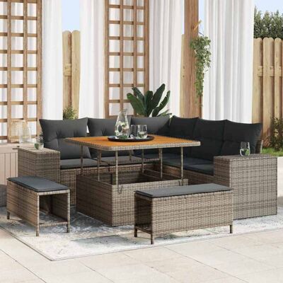 vidaXL Gartensofa-set 8 stk. 7-Sitzanzahl Grau Poly-Rattan Grau vidaXL Gartensofa-set 8 stk. 7-Sitzanzahl Grau Poly-Rattan Grau