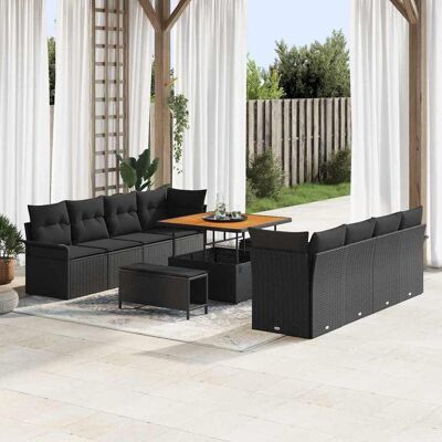 vidaXL Garten-Sofa-Set Schwarz Schwarz vidaXL Garten-Sofa-Set Schwarz Schwarz