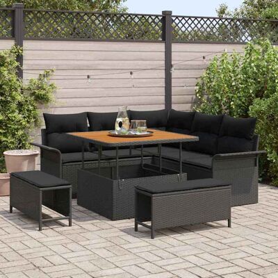 vidaXL Garten-Sofa-Set 8 stk. 7-Sitzanzahl Schwarz Schwarz vidaXL Garten-Sofa-Set 8 stk. 7-Sitzanzahl Schwarz Schwarz