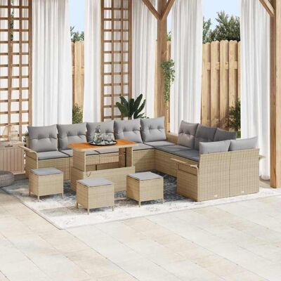 vidaXL Garten-Sofa-Set 14 stk. 13-Sitzanzahl Beige und Hellgrau Beige vidaXL Garten-Sofa-Set 14 stk. 13-Sitzanzahl Beige und Hellgrau Beige