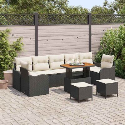vidaXL Garten-Sofa-Set 10 Stk. 9-Sitzanzahl Schwarz Schwarz vidaXL Garten-Sofa-Set 10 Stk. 9-Sitzanzahl Schwarz Schwarz
