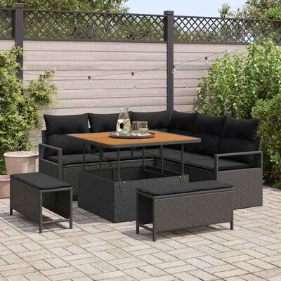 vidaXL Garten-Sofa-Set 8 stk. 7-Sitzanzahl Schwarz Schwarz vidaXL Garten-Sofa-Set 8 stk. 7-Sitzanzahl Schwarz Schwarz