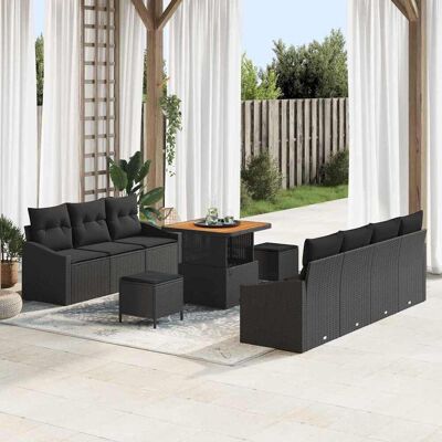 vidaXL Garten-Sofa-Set 10 stk. 9-Sitzanzahl Schwarz Schwarz vidaXL Garten-Sofa-Set 10 stk. 9-Sitzanzahl Schwarz Schwarz