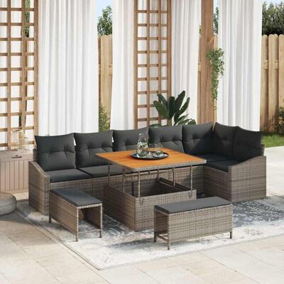 vidaXL Gartensofa-set 9 stk. 7-Sitzanzahl Grau Poly Rattan Grau vidaXL Gartensofa-set 9 stk. 7-Sitzanzahl Grau Poly Rattan Grau