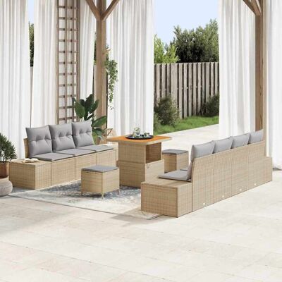 vidaXL Gartensofa-set 10 stk. 9-Sitzanzahl Beige Poly Rattan Beige vidaXL Gartensofa-set 10 stk. 9-Sitzanzahl Beige Poly Rattan Beige