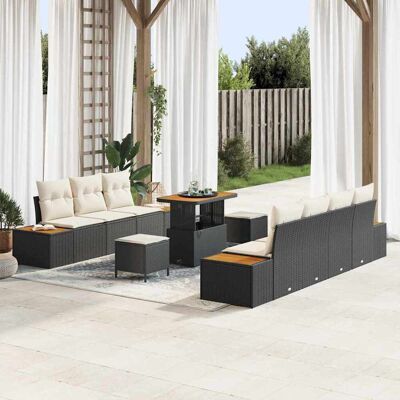 vidaXL Gartensofa-set 10 stk. 9-Sitzanzahl Schwarz Poly Rattan Schwarz vidaXL Gartensofa-set 10 stk. 9-Sitzanzahl Schwarz Poly Rattan Schwarz