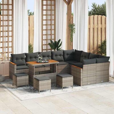 vidaXL Gartensofa-set 13 stk. 9-Sitzanzahl Grau Poly Rattan Grau vidaXL Gartensofa-set 13 stk. 9-Sitzanzahl Grau Poly Rattan Grau
