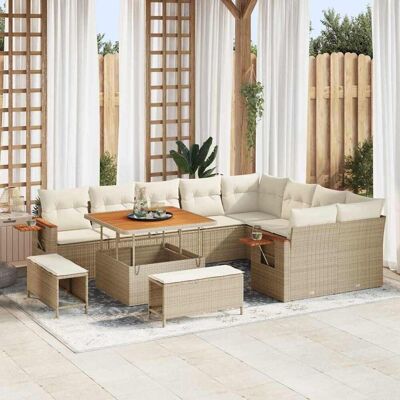 vidaXL Gartensofa-set 13 stk. 11-Sitzanzahl Beige und Creme Beige vidaXL Gartensofa-set 13 stk. 11-Sitzanzahl Beige und Creme Beige