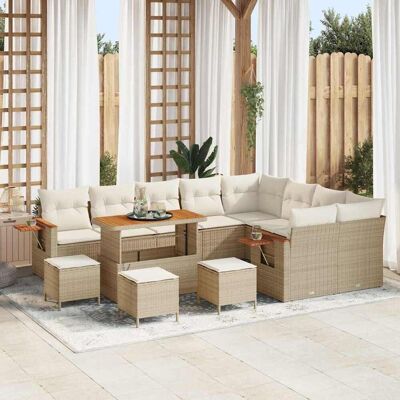 vidaXL Gartensofa-set 14 stk. 10-Sitzanzahl Beige und Creme Beige vidaXL Gartensofa-set 14 stk. 10-Sitzanzahl Beige und Creme Beige