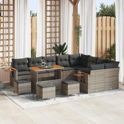 vidaXL Gartensofa-set 14 stk. 10-Sitzanzahl Grau Poly-Rattan Grau vidaXL Gartensofa-set 14 stk. 10-Sitzanzahl Grau Poly-Rattan Grau