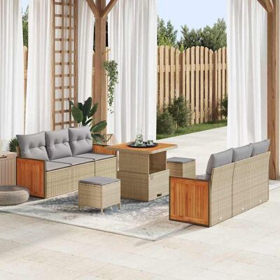 vidaXL Gartensofa-set 11 stk. 8-Sitzanzahl Beige und Hellgrau Beige vidaXL Gartensofa-set 11 stk. 8-Sitzanzahl Beige und Hellgrau Beige