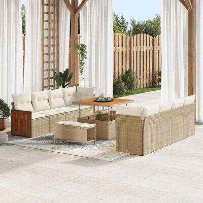 vidaXL Gartensofa-set Beige und Creme 231 x 224 x 85 cm Poly-Rattan Beige vidaXL Gartensofa-set Beige und Creme 231 x 224 x 85 cm Poly-Rattan Beige