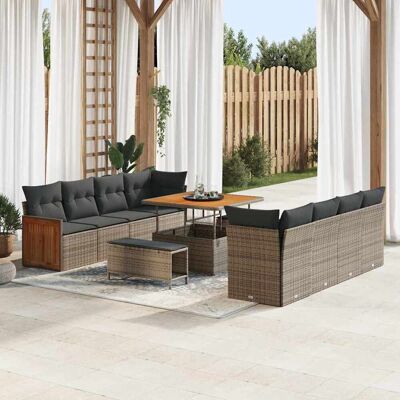 vidaXL Gartensofa-set mit Kissen Grau 231 x 224 x 85 cm Poly-Rattan Grau vidaXL Gartensofa-set mit Kissen Grau 231 x 224 x 85 cm Poly-Rattan Grau