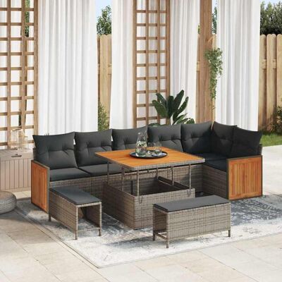 vidaXL Gartensofa-set 11 stk. 9-Sitzanzahl Grau Poly-Rattan Grau vidaXL Gartensofa-set 11 stk. 9-Sitzanzahl Grau Poly-Rattan Grau