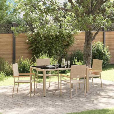 vidaXL Garten Essgruppe 5 Stk. Beige Poly-Rattan Beige vidaXL Garten Essgruppe 5 Stk. Beige Poly-Rattan Beige