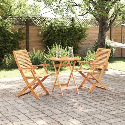 vidaXL Klapp Bistro Set 3 Stk. Braun Massivholz Akazie Braun vidaXL Klapp Bistro Set 3 Stk. Braun Massivholz Akazie Braun