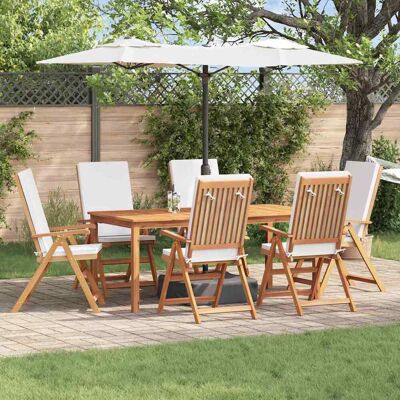 vidaXL Gartenstuhl 6 Stk. Braun und Weiß Massivholz Teak Braun vidaXL Gartenstuhl 6 Stk. Braun und Weiß Massivholz Teak Braun