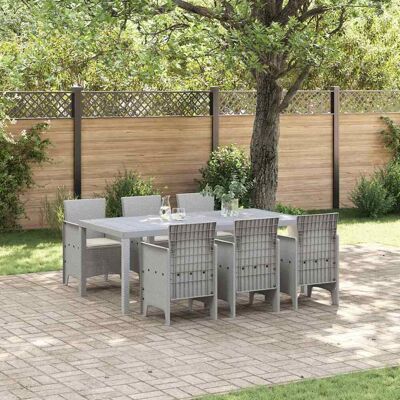 VIDAXL Gartentischset 7 Stück Hellgrau UV-beständig Kunststoff - Gartenmöbel VIDAXL Gartentischset 7 Stück Hellgrau UV-beständig Kunststoff - Gartenmöbel