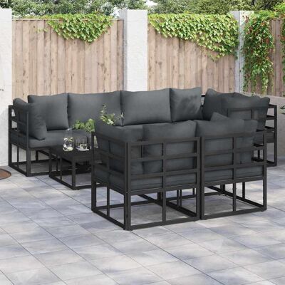 vidaXL Gartensofa-set 7 Stk. Schwarz Stahl Schwarz vidaXL Gartensofa-set 7 Stk. Schwarz Stahl Schwarz