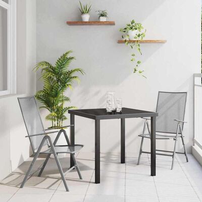 vidaXL Garten-Esstisch-Set 3 Teile Stahl Anthrazit vidaXL Garten-Esstisch-Set 3 Teile Stahl Anthrazit